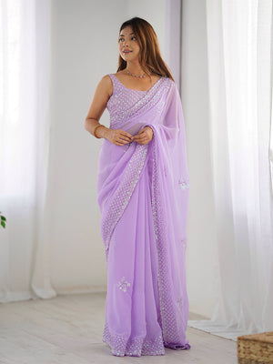 Georgette Party Wear Saree With Blouse Piece