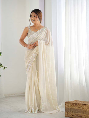 Georgette Party Wear Saree With Blouse Piece