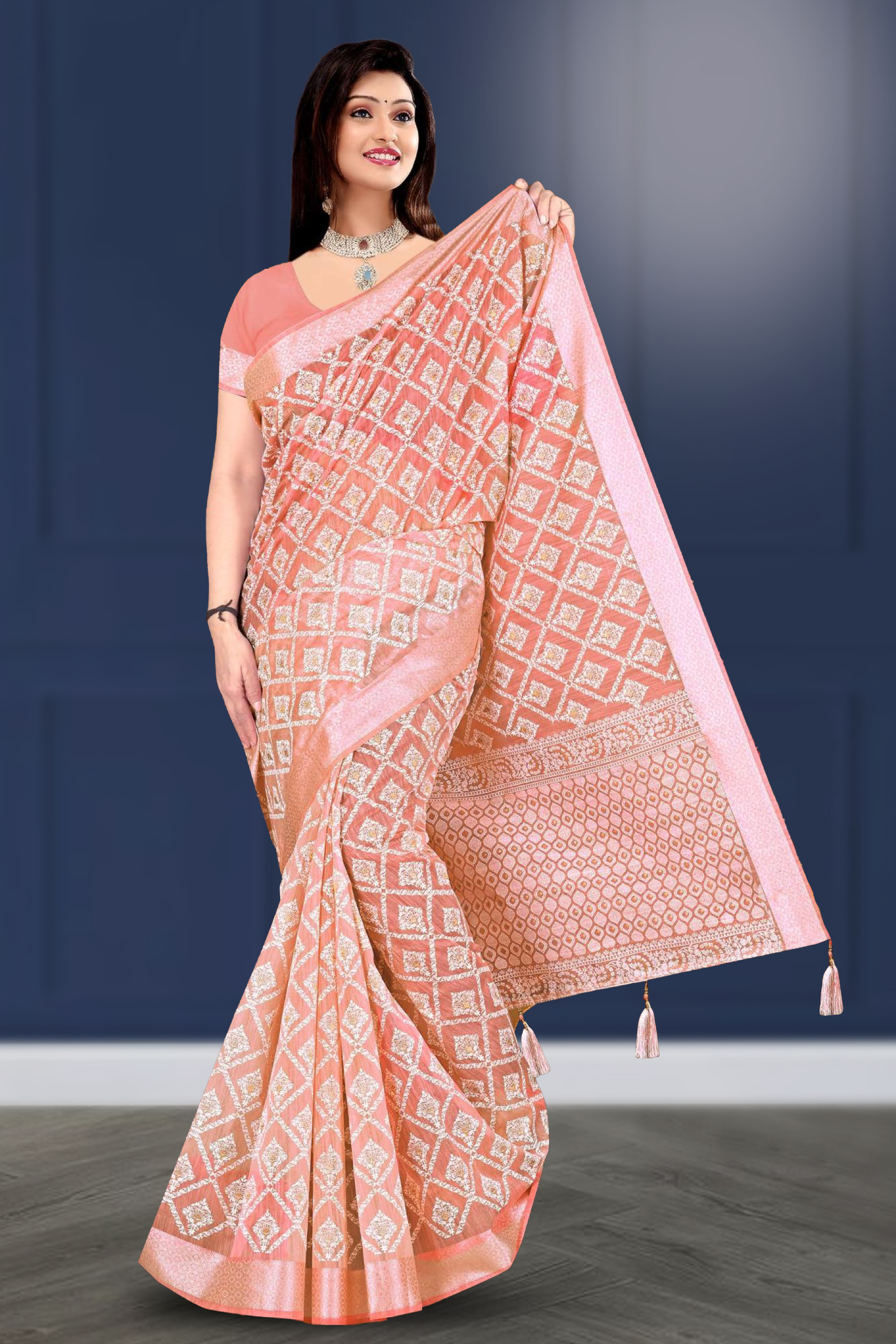 Printed Cotton Saree With Un-Stitched Blouse
